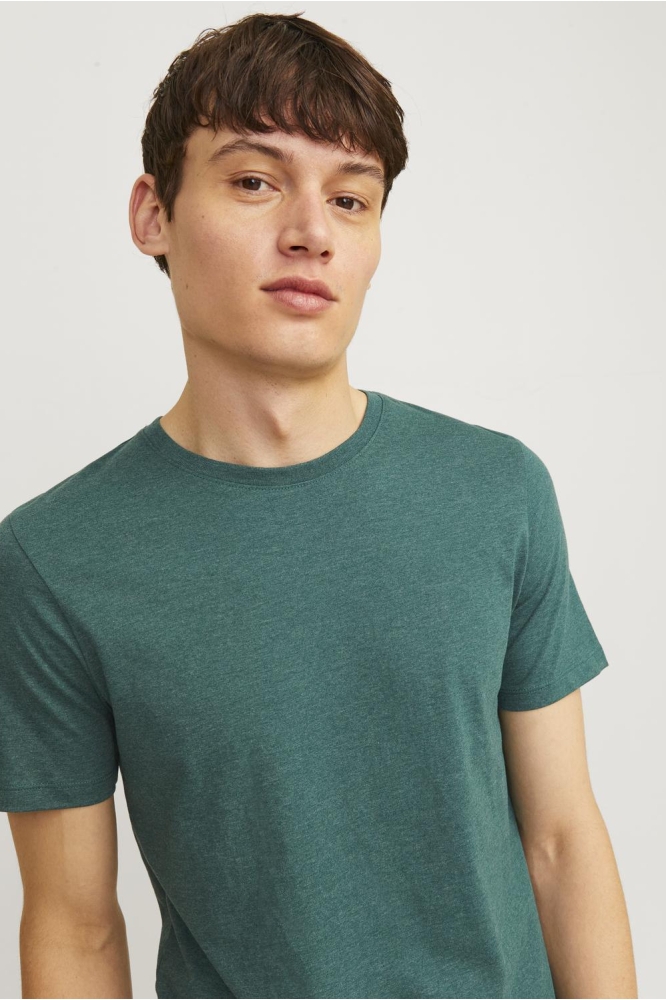 JJEORGANIC MELANGE TEE SS O-NECK NO 12222887 Storm/Melange